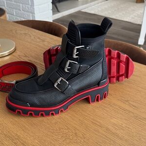 Christian Louboutin Black and Red Men's Boat Shoes